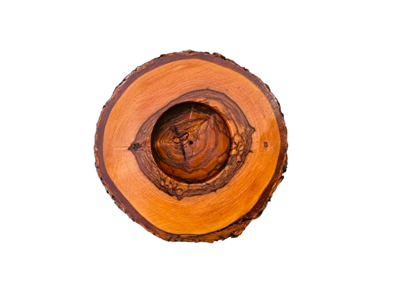 Natural Olive Wood Tealight Candle Holder For One Candle.