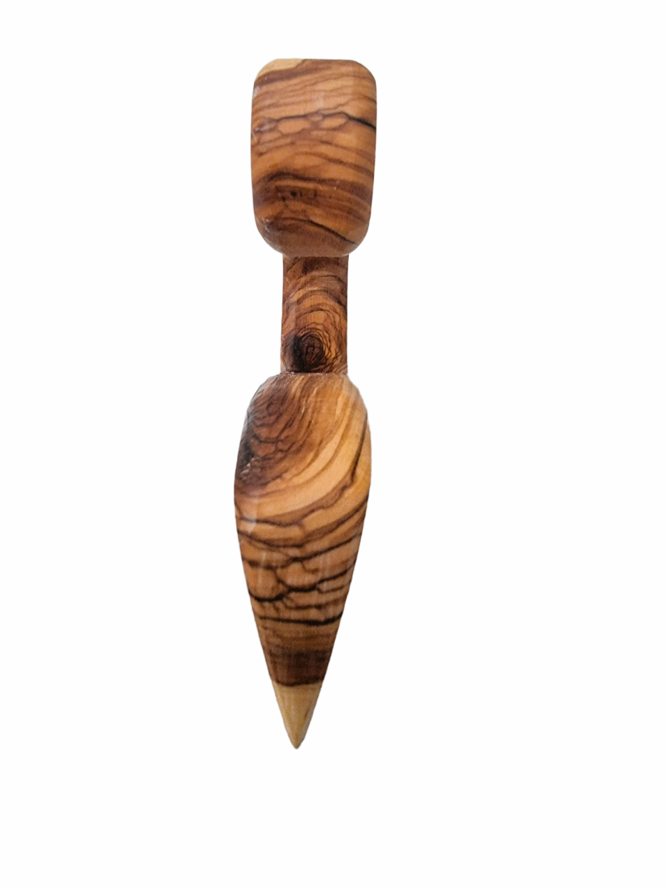 The Back View Of Olive Wood Safe Knife.