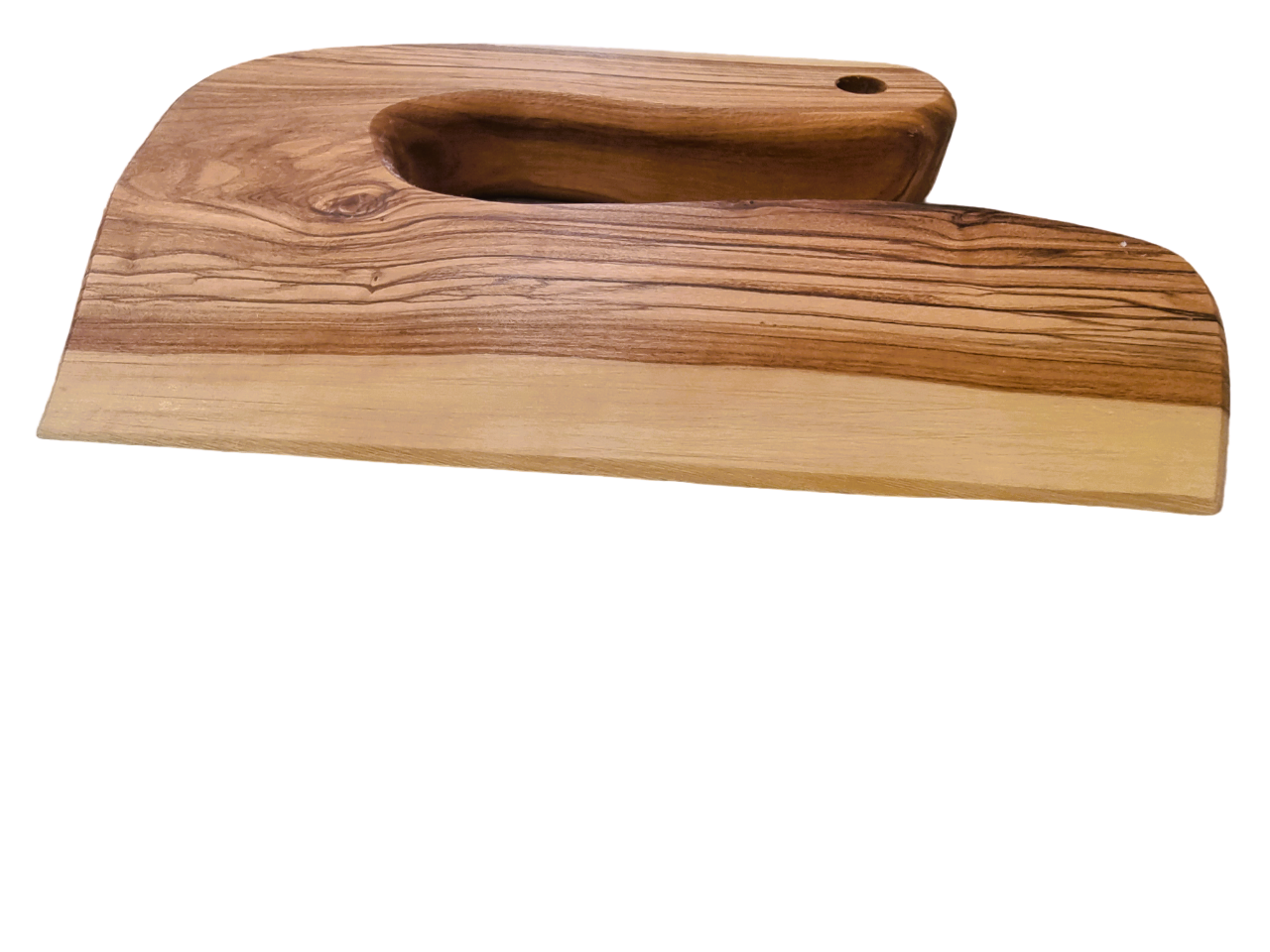 Olive Wood Safe Knife For Kids Lying Flat On Surface.