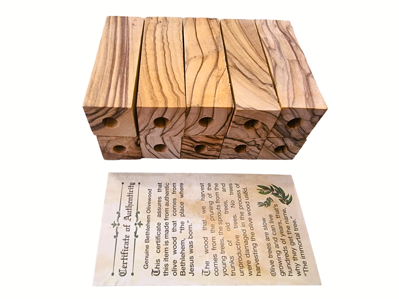 Bethlehem Olive Wood Short Pen Blanks With Certificate of Authencitity .