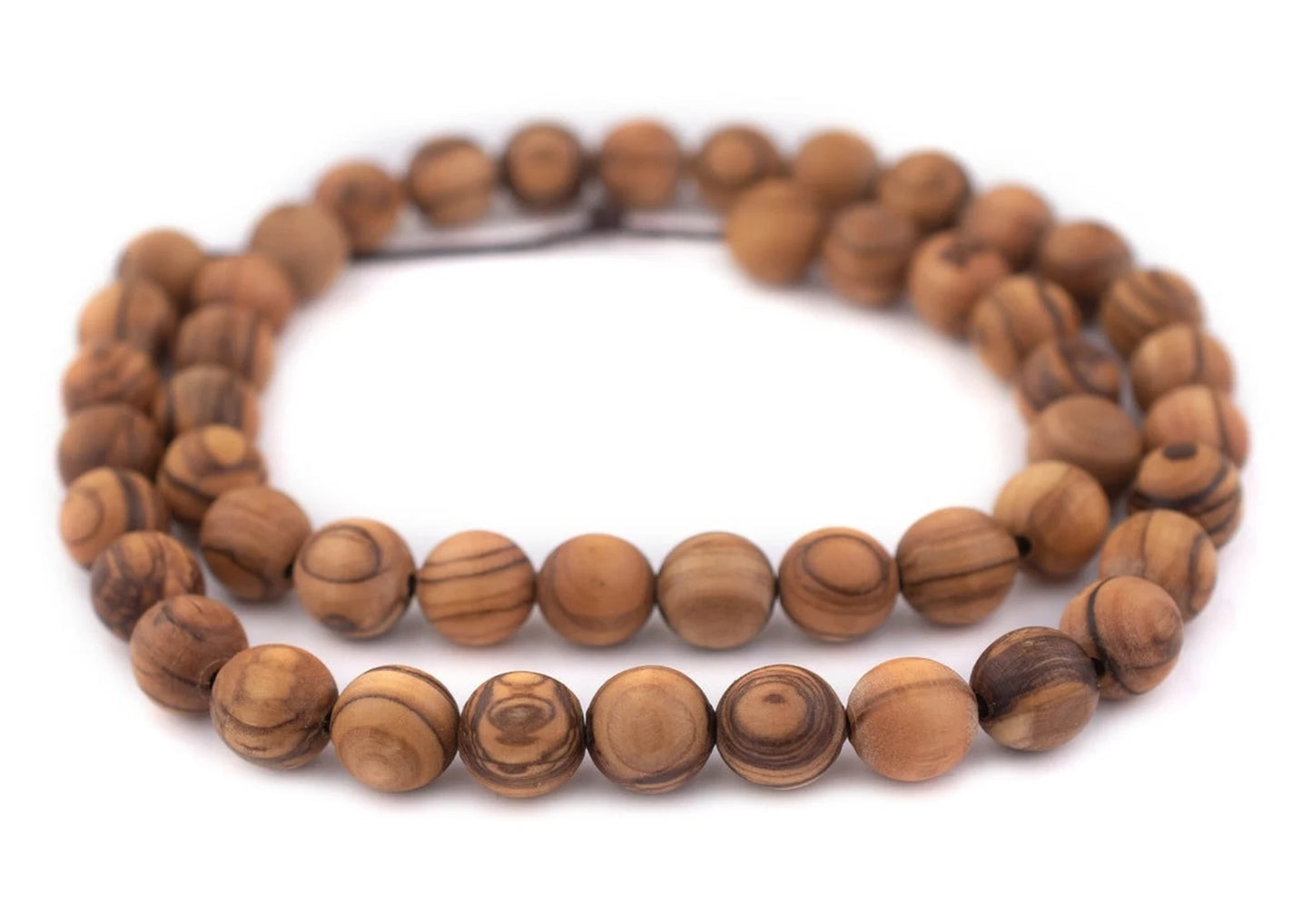 Up Close Of Olive Wood Bead Necklaces Bethlehem.