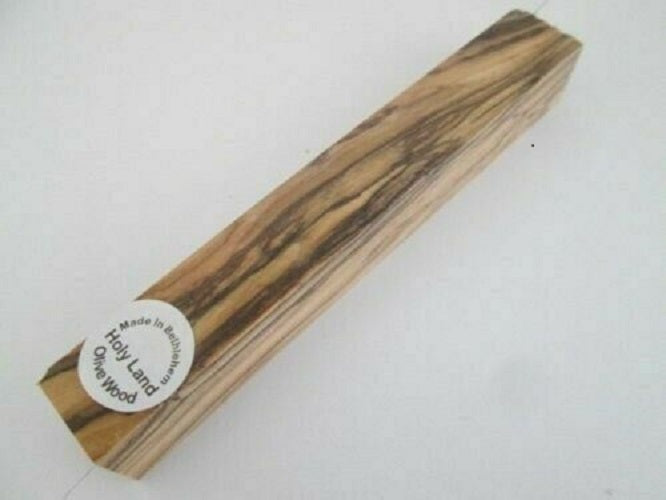 One Olive Wood Pen Turning Blank With Made In Bethlehem Sticker.