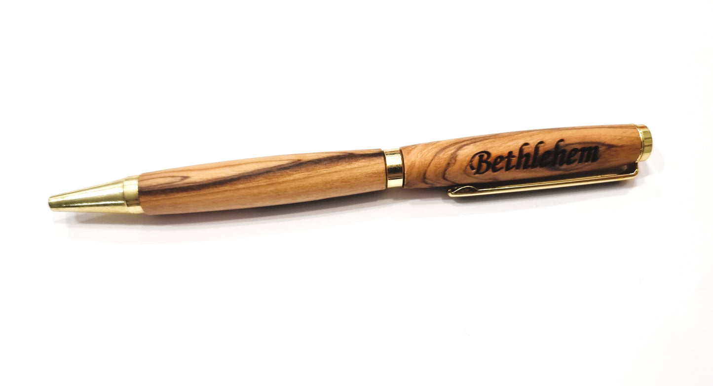 Handcrafted Ballpoint Pen From Olive Wood In Bethlehem .