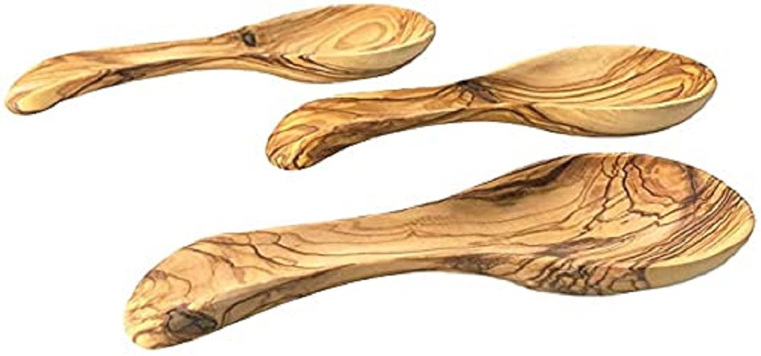 Three Handmade Olive Wood Spoon Rests From Bethlehem.